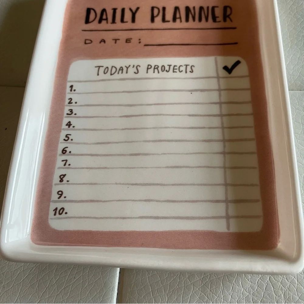 Rae Dunn daily planner tray ceramic can use dry erase markers